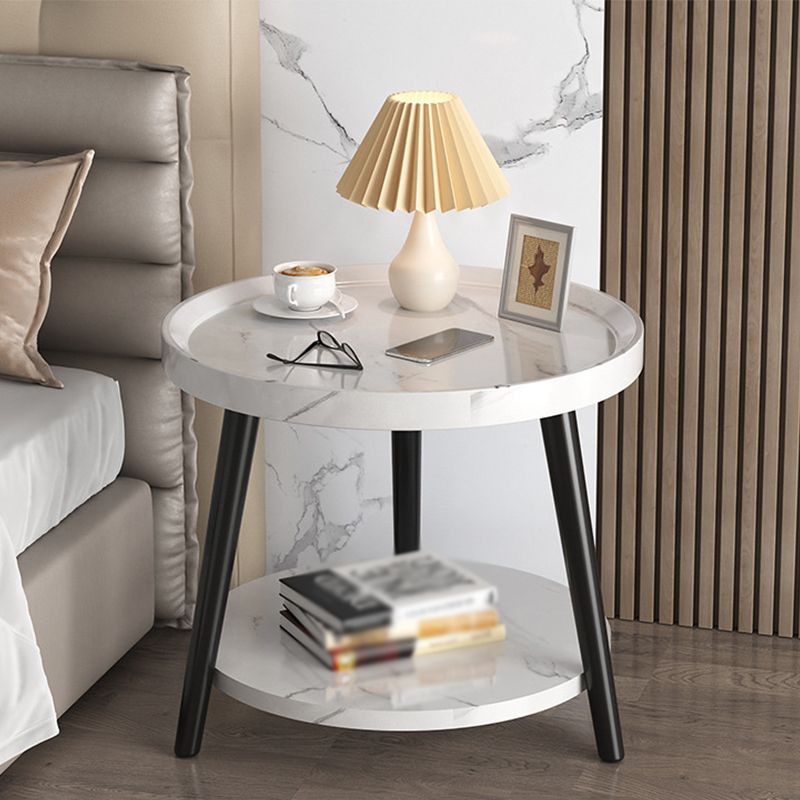 3 Legs Cocktail Table Artificial Wood Walnut/black/white Round Coffee Table