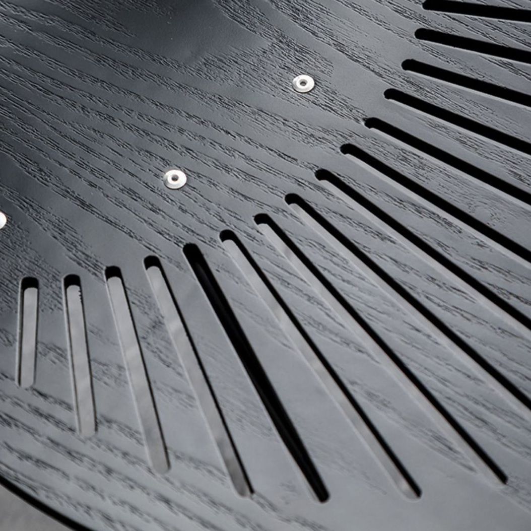 Industrial Style Patio Side Chair Open Back Armless Chair with Black Legs