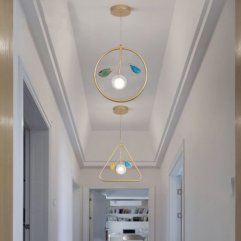 Cage Pendant Ceiling Light Modernist Metal 1 Bulb LED Gold Suspended Lighting for Foyer