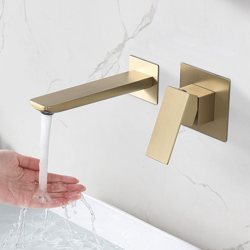 Modern Wall Mounted Bathroom Faucet Copper Low Arc Vessel Faucet for Bathroom