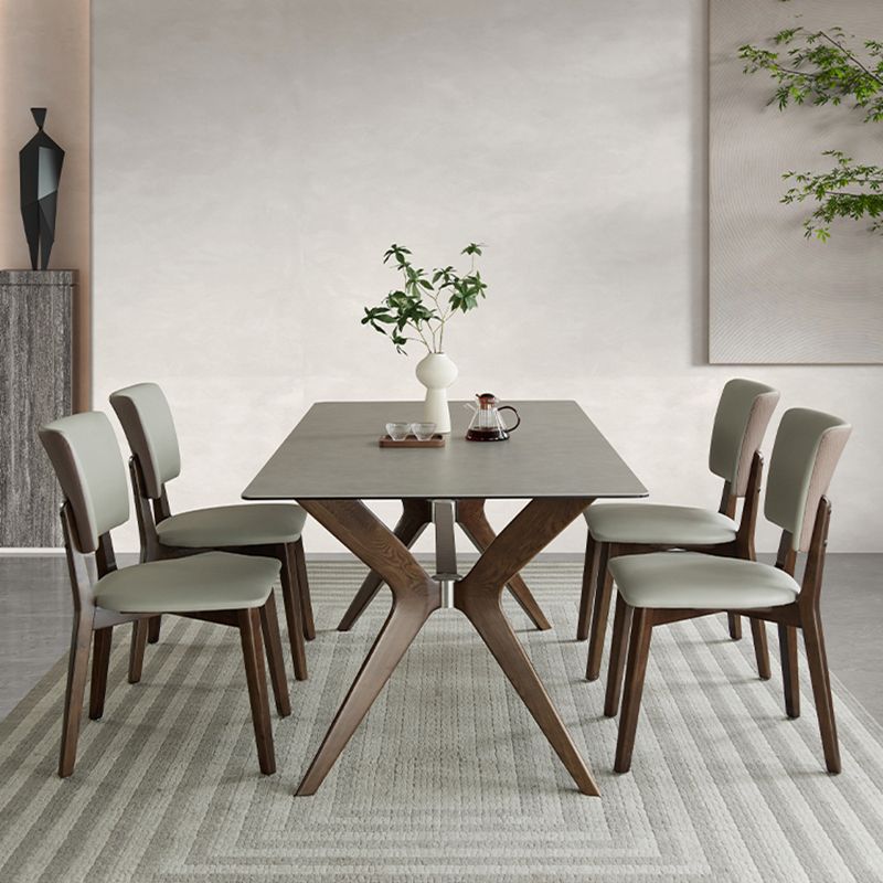 Medieval Modern Sintered Stone Top Dining Table Rectangle Kitchen Table with 4 Legs