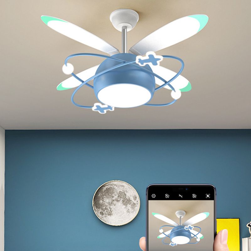 Children Ceiling Fan Light LED Ceiling Mount Lamp with Acrylic Shade for Kid's Room