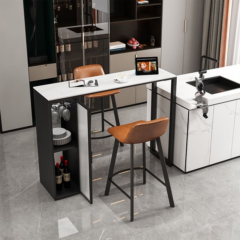 Glam Metal Bar Stools Faux Leather Barstools with Black Legs