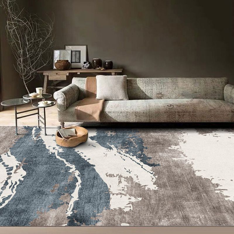 Brown Modern Rug Polyester Graphic Indoor Rug Stain Resistant Rug for Living Room