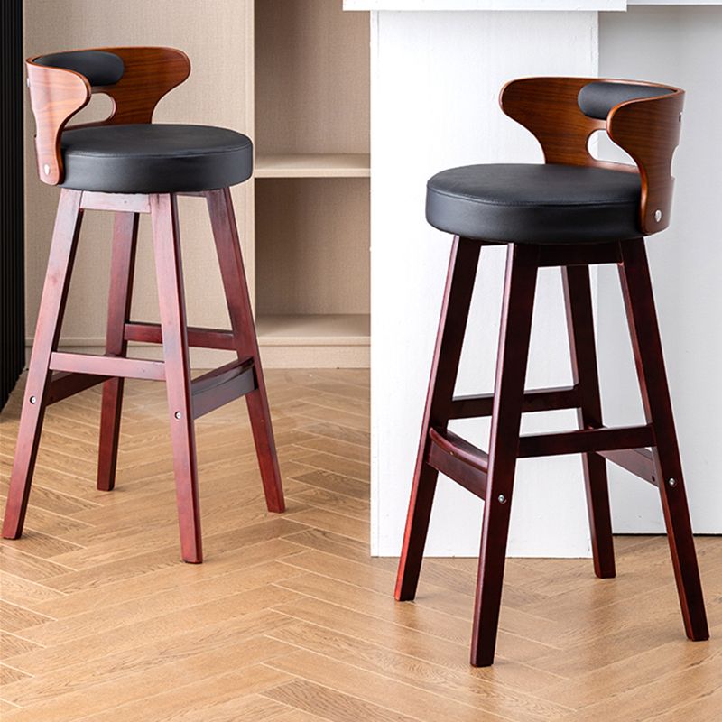 Solid Wood Bar Stools Industrial Style Armless Stool with Low Back