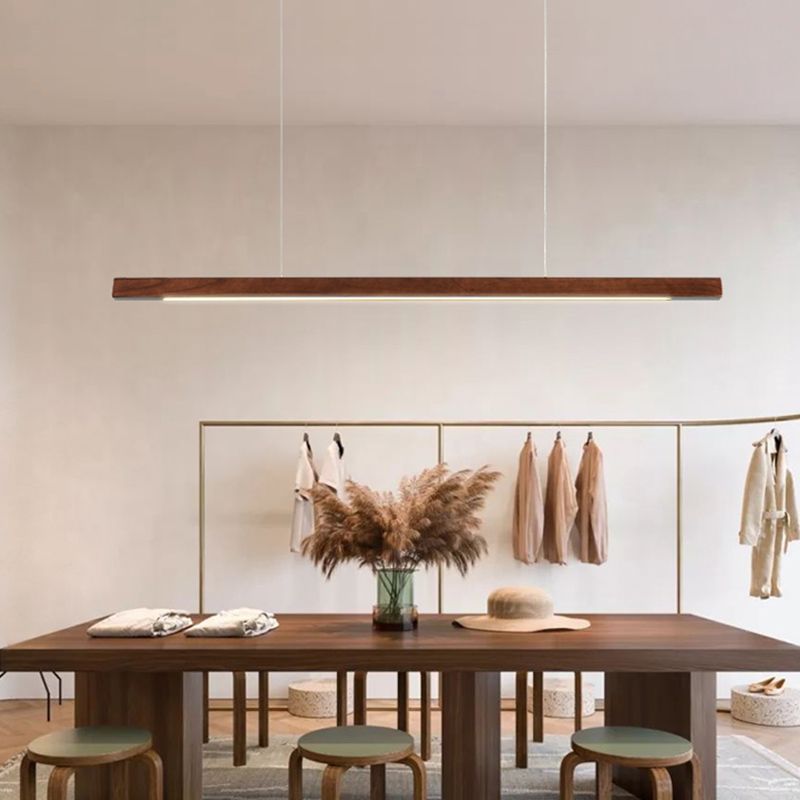 Contemporary Style Linear Shape Pendant Light Wood 1 Light Pendant Lighting Fixture