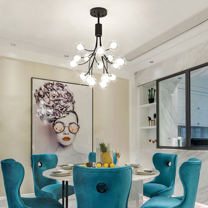 Chandelier de raisin noir suspendu 16 lumières