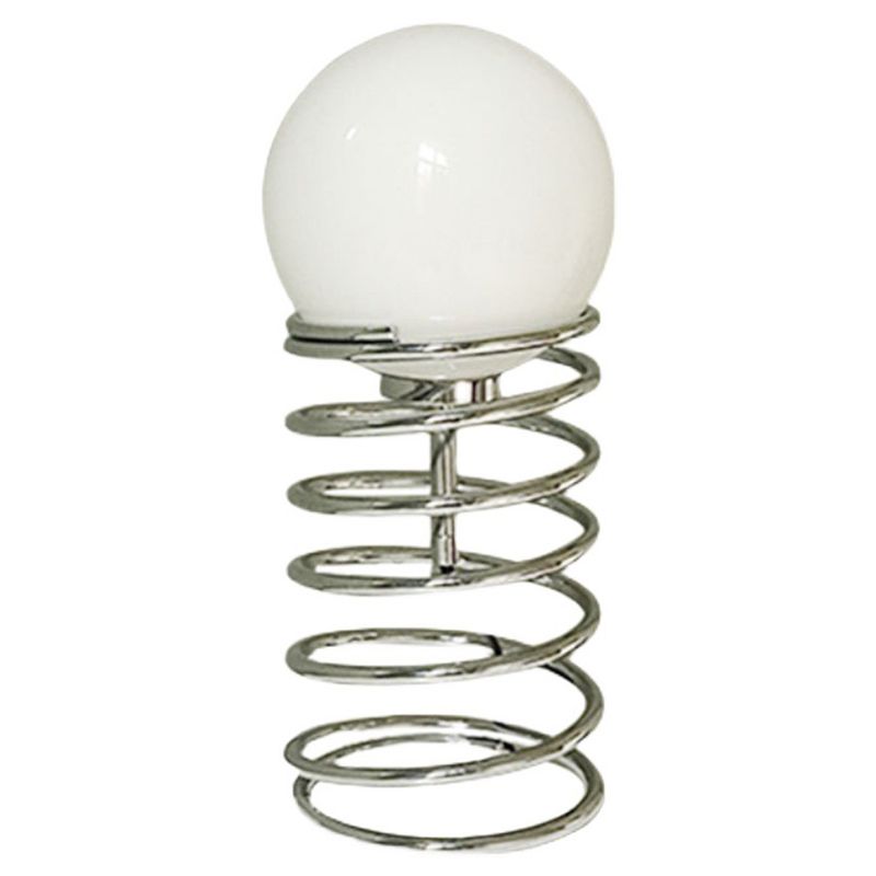 Lampada da tavolo a molla cromata Lampada da comodino minimalista in vetro bianco a 1 lampadina per camera da letto