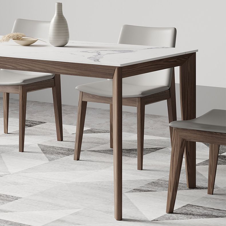 Nordic 1/2/5/7 Pieces Dining Set Sintered Stone Dining Table with Wooden Chairs