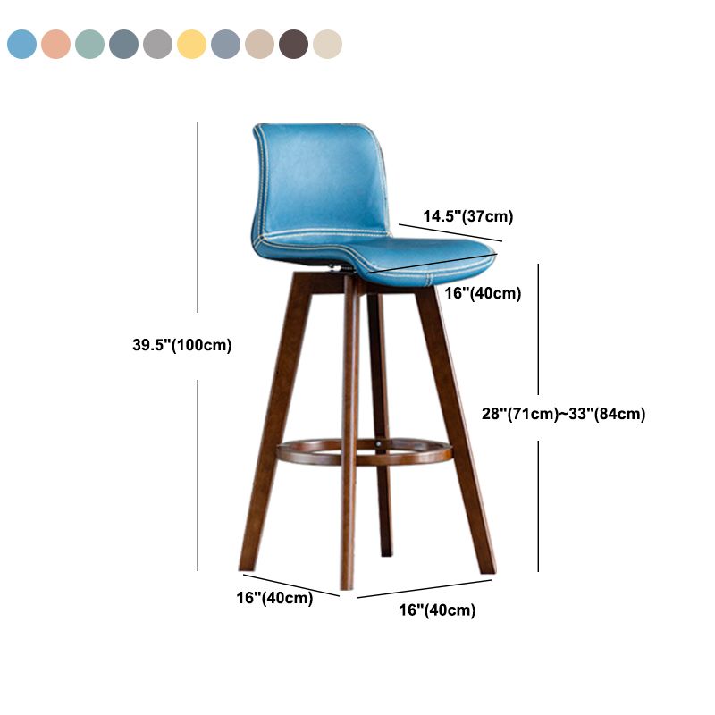 Contemporary Home Low Back Stool Matte Finish Leather Barstool