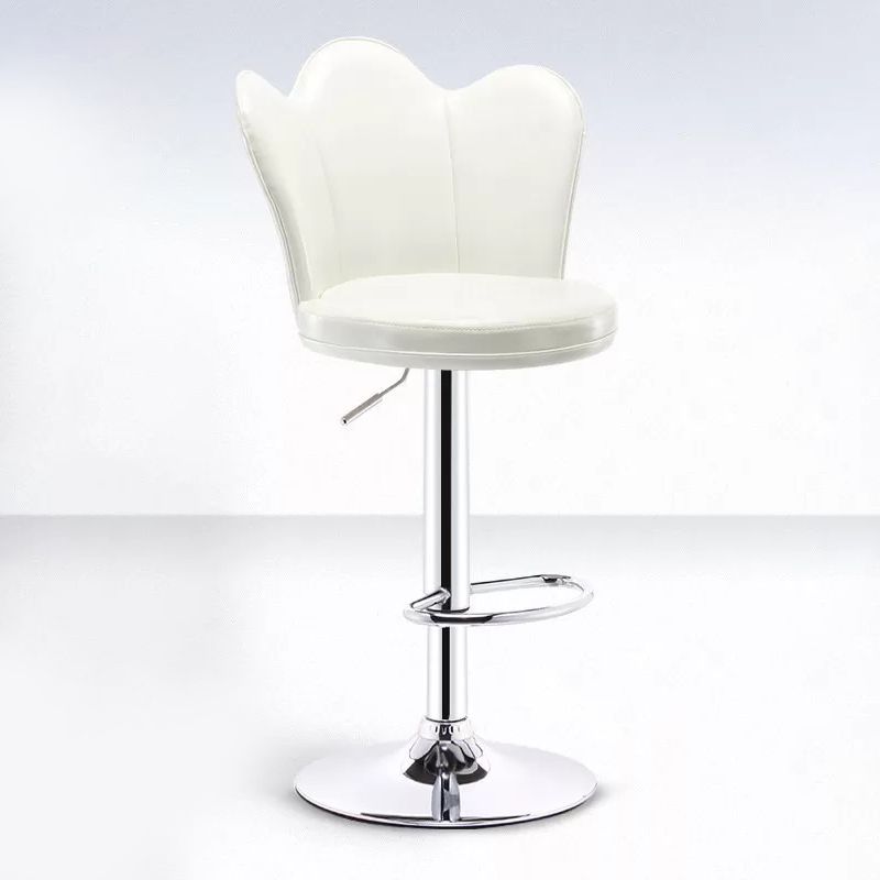 Contemporary Metal Barstool Velvet Footrest Low Back Stool with Swivel in Matte Finish