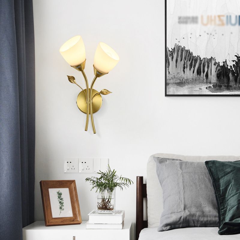 Modern Style Flower Shade Wall Sconce Glass Sconces with Romantic Atmosphere