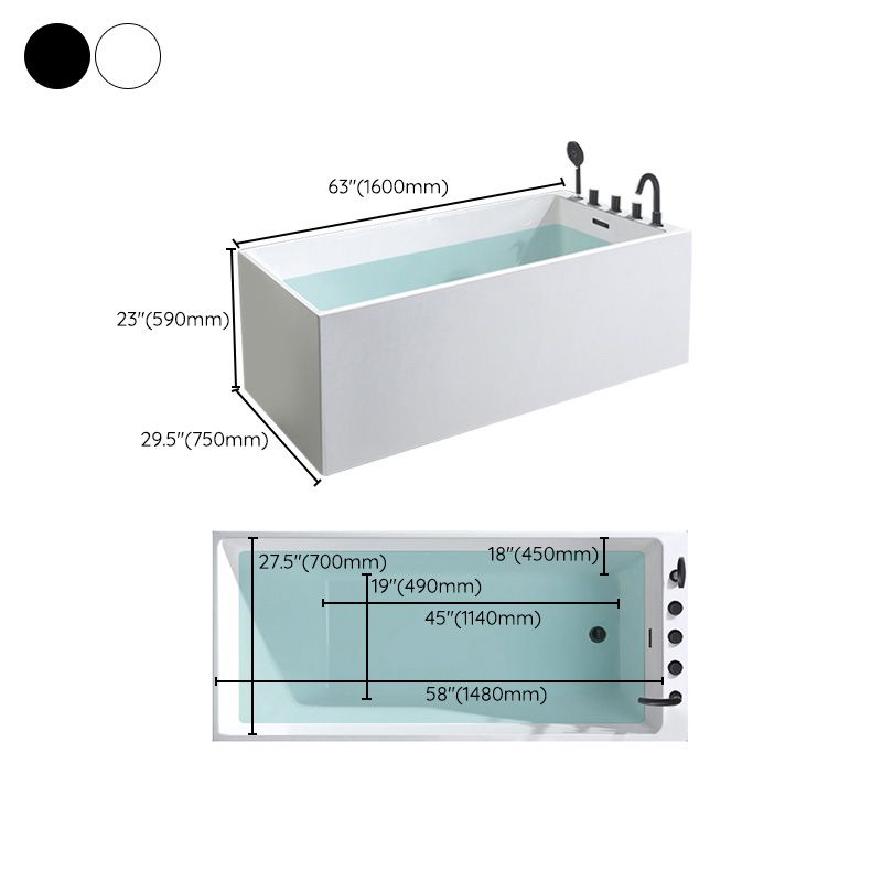 Back to Wall Antique Finish Bath Soaking Rectangular Modern Bath Tub