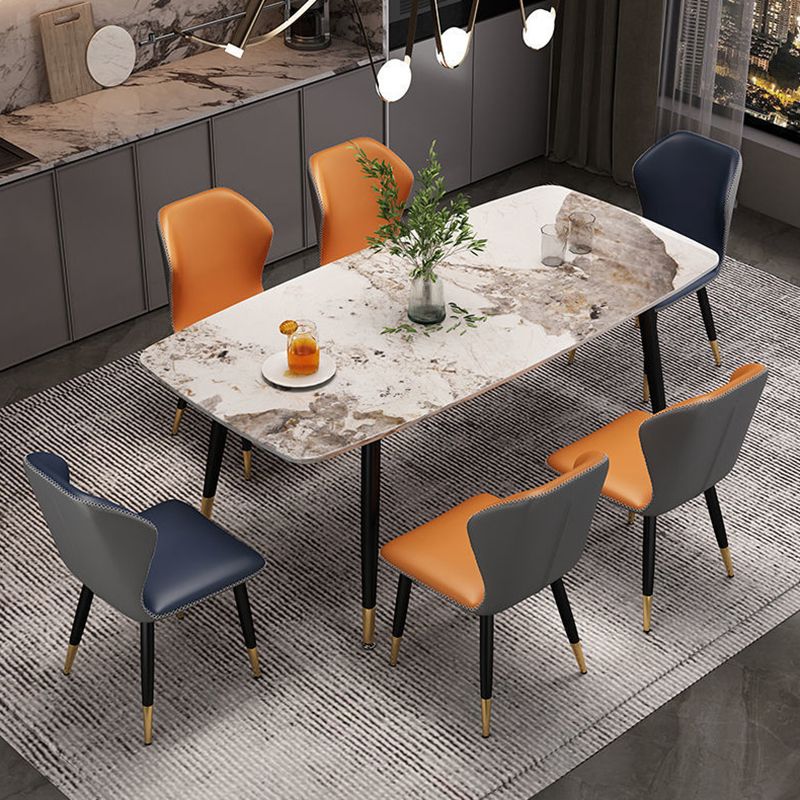 Rectangular Sintered Stone Dining Table Modern White Gray Green Furniture with 4 Legs