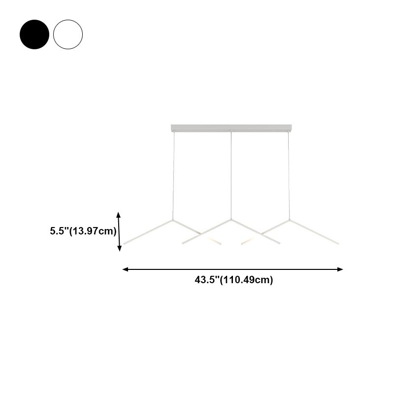 Zeitgenössischer Stil linearer Form Island Leuchten Metall 3 Licht hängende Anhängerleuchten