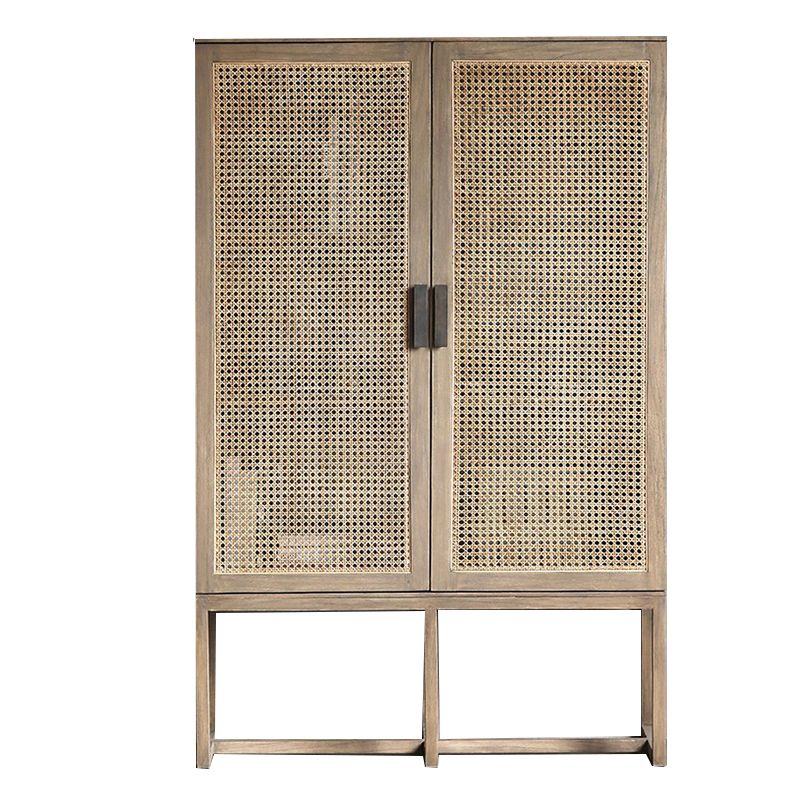 Rectangle Storage Cabinet Solid Wood Bar Pulls Cabinet with Doors
