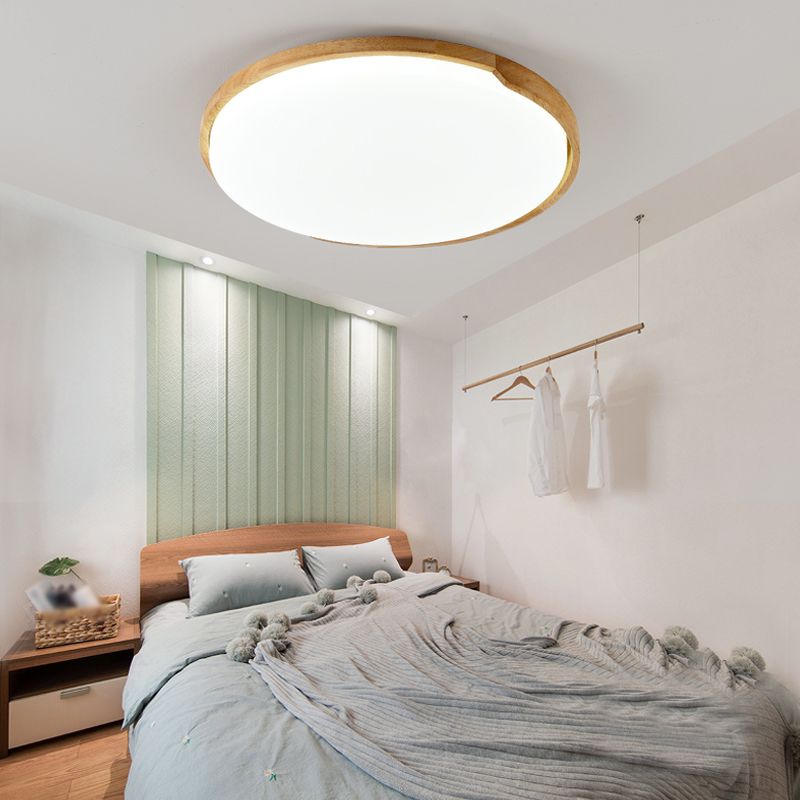 Wooden Ceiling Mounted Light Contemporary Flush Mount Lamp with Acrylic Shade
