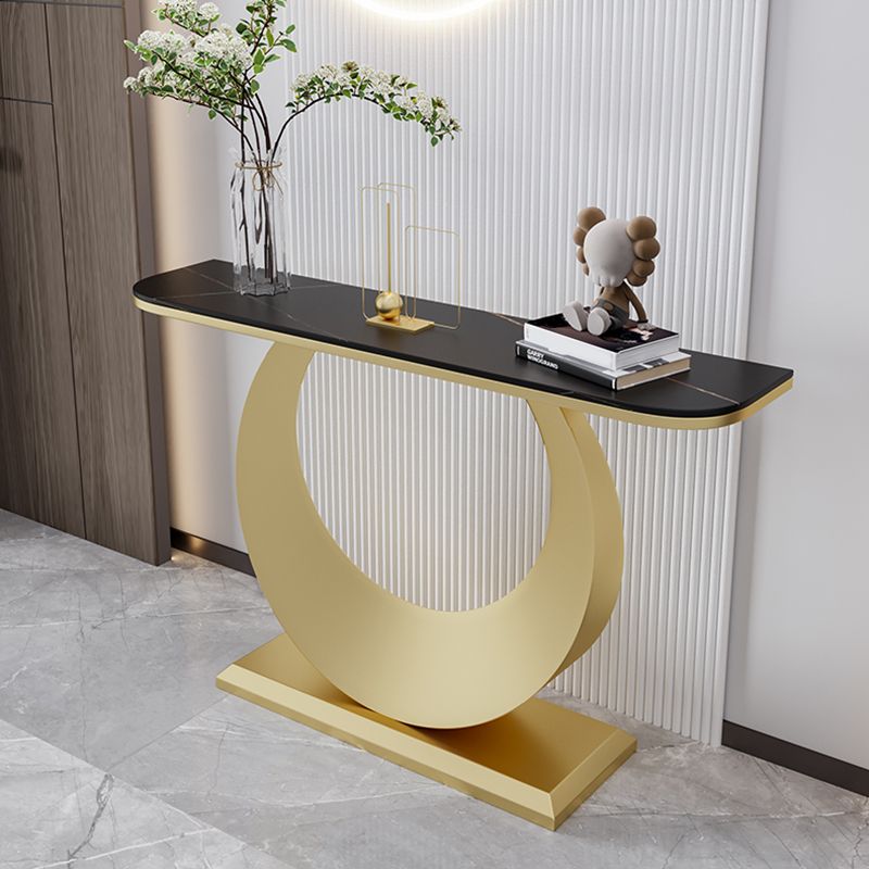 Stone Half Moon Console Table 31.5-inch Tall Accent Table with 1 Shelf
