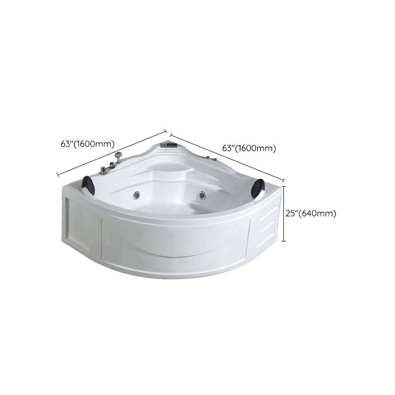 White Corner Acrylic Bath Tub Bathroom Modern Back to Wall Tub