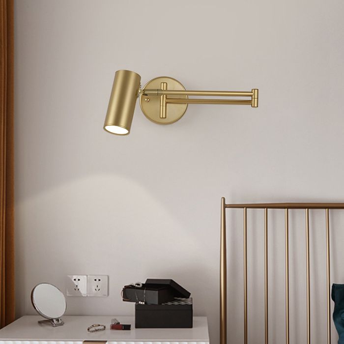 Modern Minimalist 1-Light Wall Lamp Aluminium Cylindrical Reading Wall Light for Bedroom