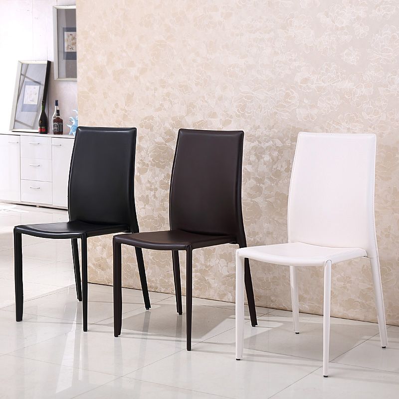 Sillas de comedor apilables de estilo minimalista, sillas de cuero con respaldo sólido para el hogar (juego de 2)