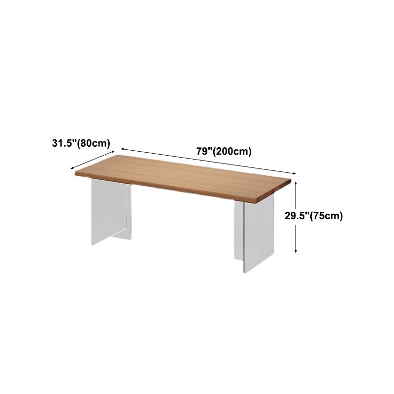 Solid Wood and Acrylic Dinette Table Modern Rectangle Dinner Table Kitchen Home