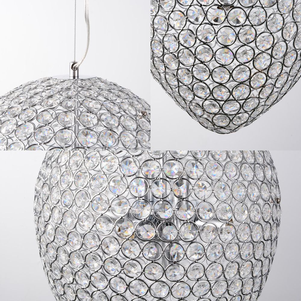 Chrome Finish Beaded Pendant Lighting with Teardrop Shade Modern Clear Crystal Multi Light Chandelier Lamp