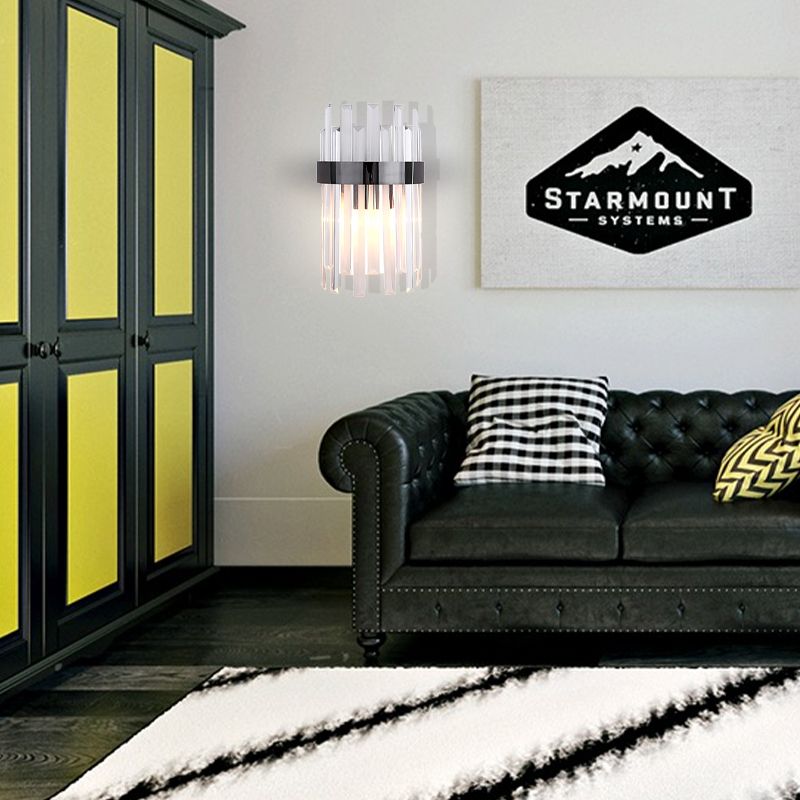 2 hoofden slaapkamer muurlicht postmodern zwart/gouden sconce verlichtingsarmatuur met halve cilinder drie zijkristalstang schaduw