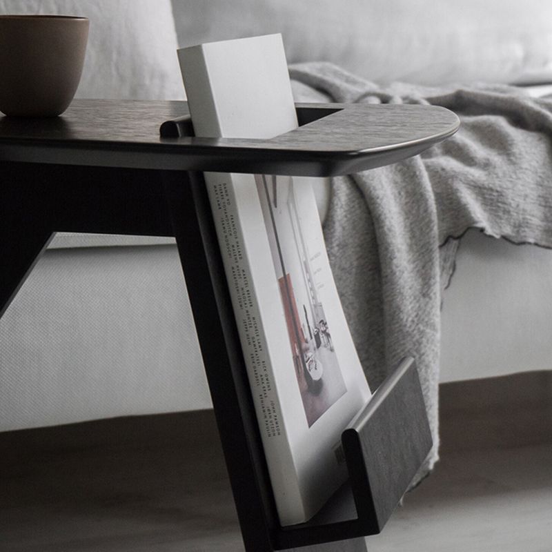 Solid Wood Abstract Side Table Natural/Black 22.44 inch Wide End Table