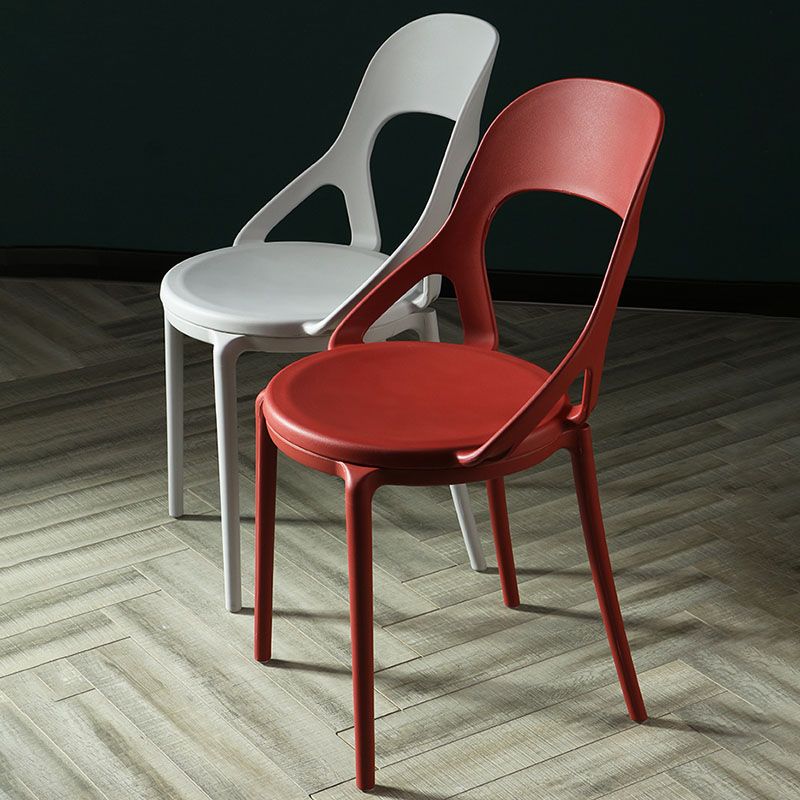 Sillas de comedor sin brazos con respaldo abierto escandinavo, silla lateral de plástico