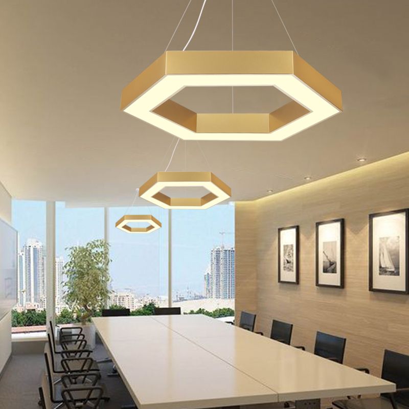 Lampes suspendues contemporaines en or luminaires d'éclairage pendentif en métal avec ombre acrylique