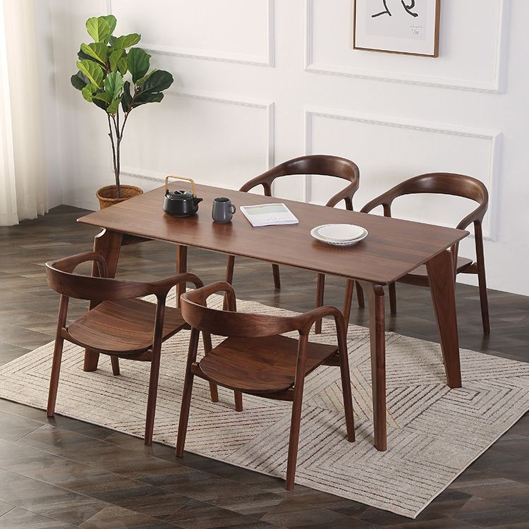 Contemporary Tea Room Wood Arm Chair Walnut and Natural Open Dining Chair