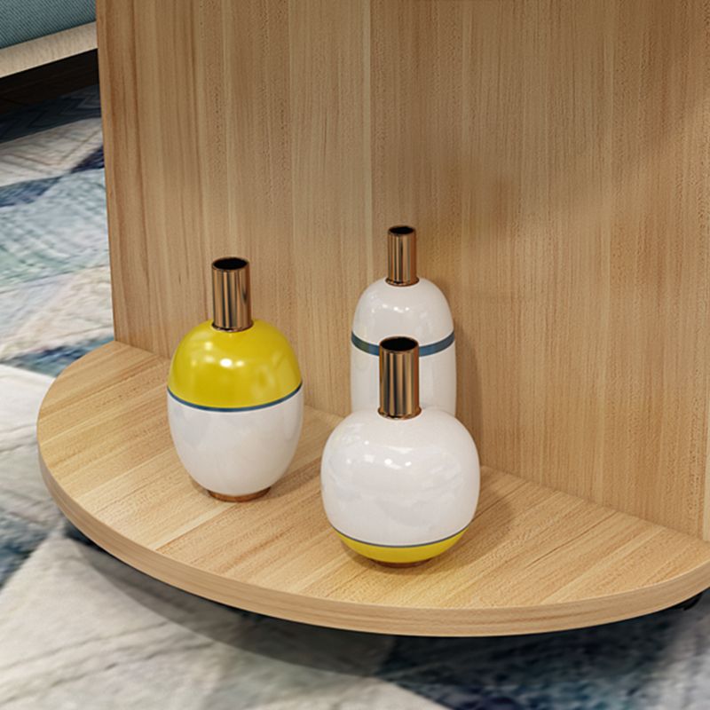 modern oval gals top coffee table with shelf and drawer and Casters
