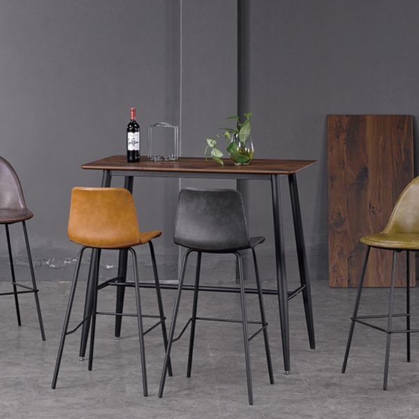 Indoor Modern Rectangle Trestle Bar Dining Table with Metal Legs