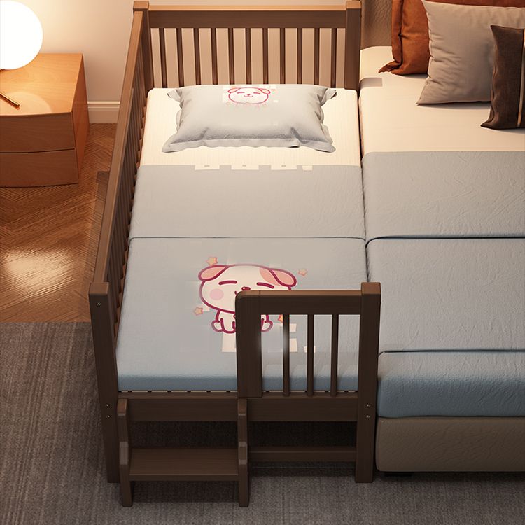 Espresso Wood Solid Wood Baby Crib Ultra-Modern with Guardrail