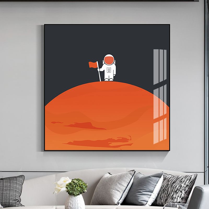 Outer Space Scenery Wall Art Set Soft Color Kids Style Canvas Print for Family Room