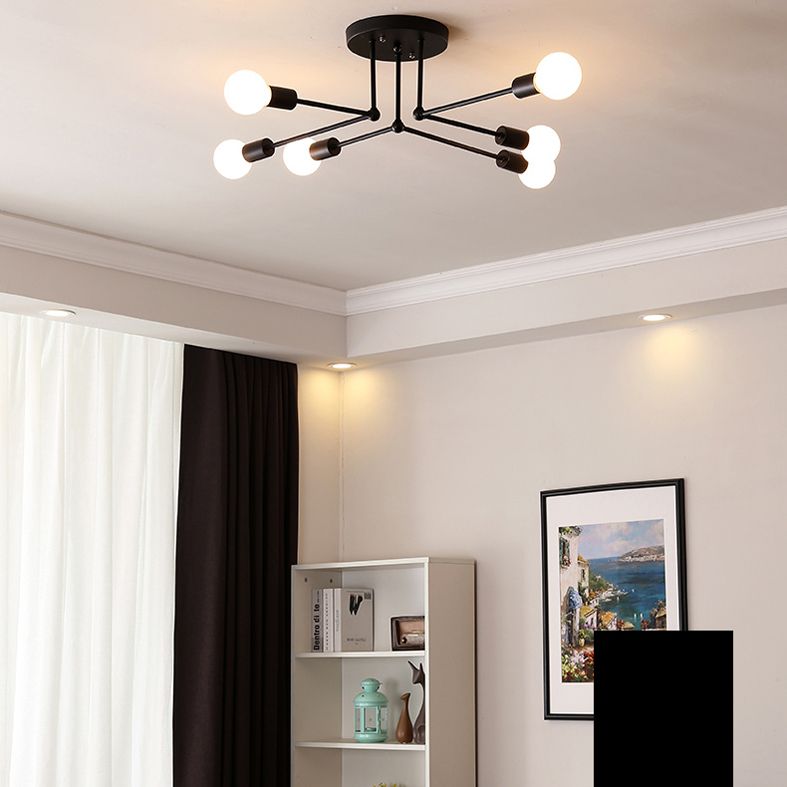 Metaal Modern Semi Flush Mount Verlichting 6 Lichten Sputnik Semi-flush lichte armaturen voor Semi Flush Mount Verlichting