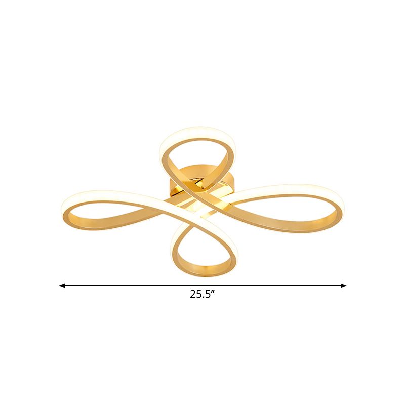 Chinois Knot Ceiling Flush Mount Modernism DEL Gold Semi Flush Lamp in Warm / White Light, 19.5 "/25.5" Wide