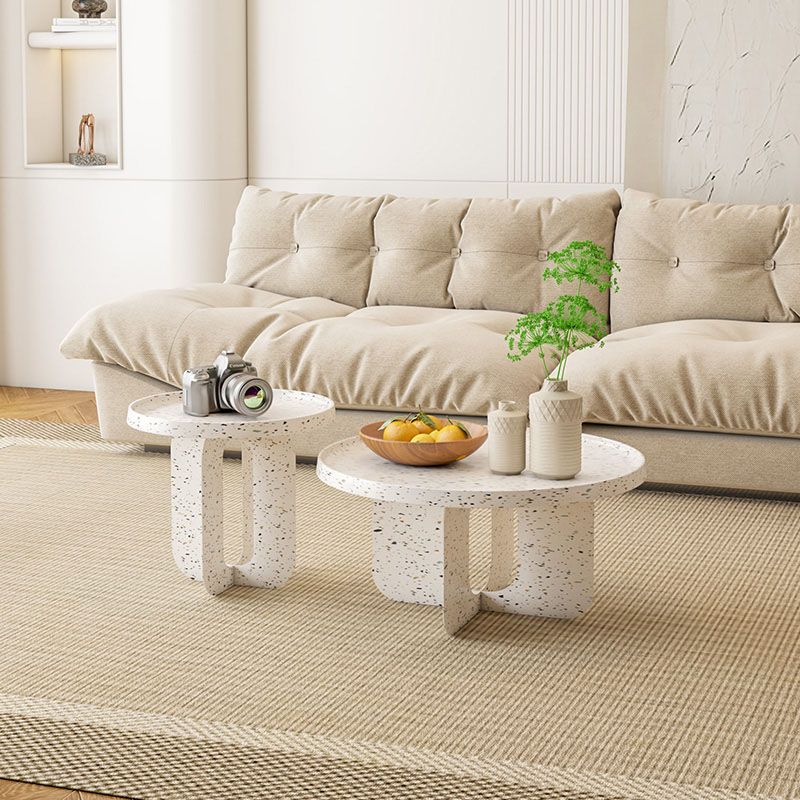 Modern Pedestal Round Coffee Table Set Tray Top Cocktail Table