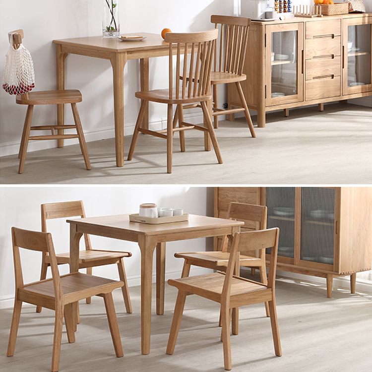 Table à manger carrée industrielle en bois table fixe avec chêne blanc