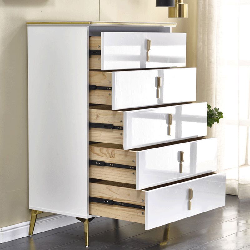 Glam Stone Chest 17.7" Wide Bedroom Chest in White with Drawers