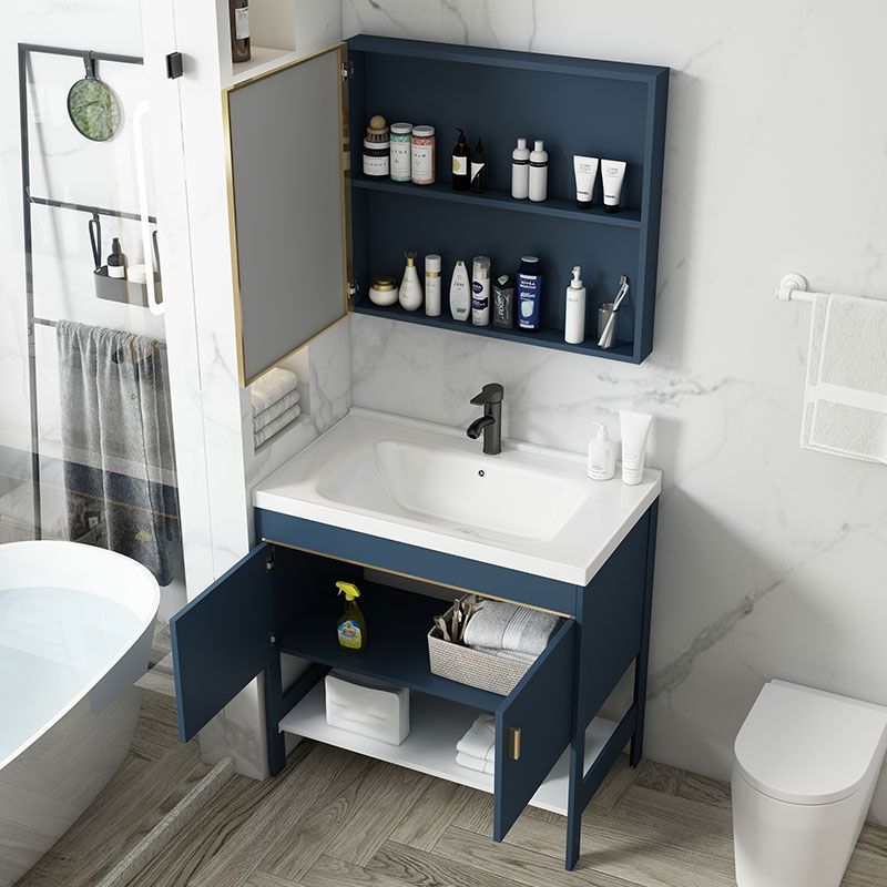 Contemporary Vanity Sink Mirror Cabinet Metal Vanity Cabinet with Storage Shelving