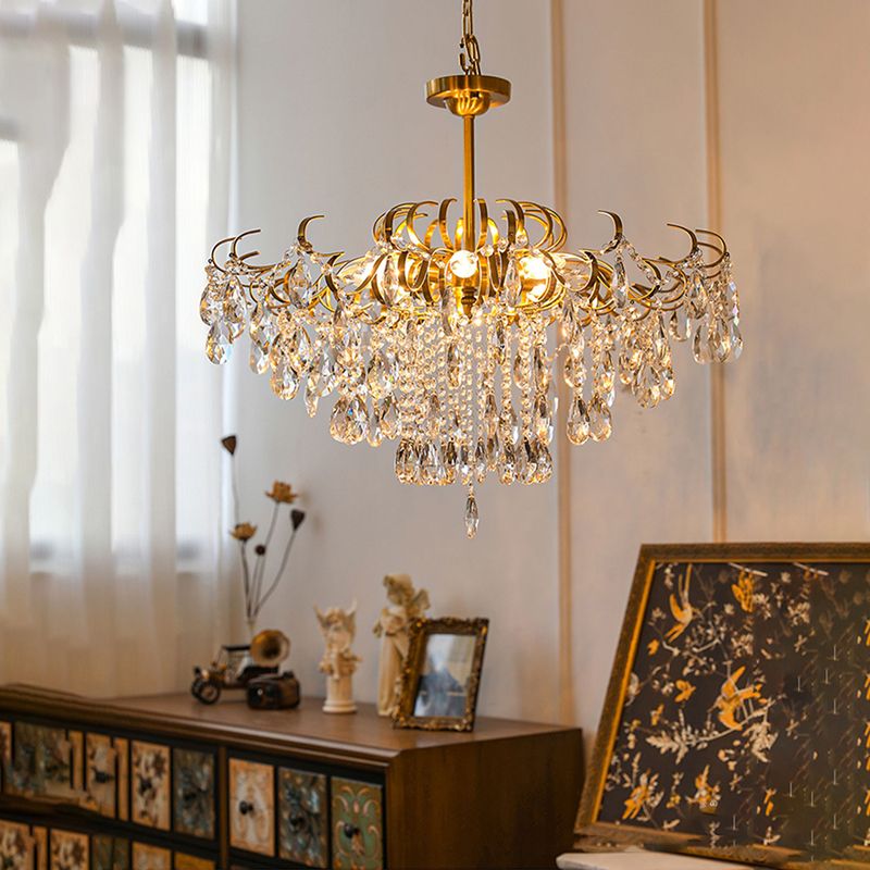 Traditional Crystal Chandelier Multi-Lights Bedroom Pendant Lamp (Without Hanging Chains)