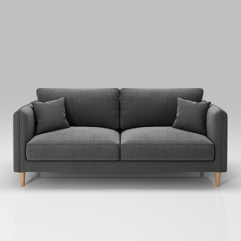 Scandinavian Loose Back Sofa 3-Seat Slipcovered Linen Square Arm Sofa