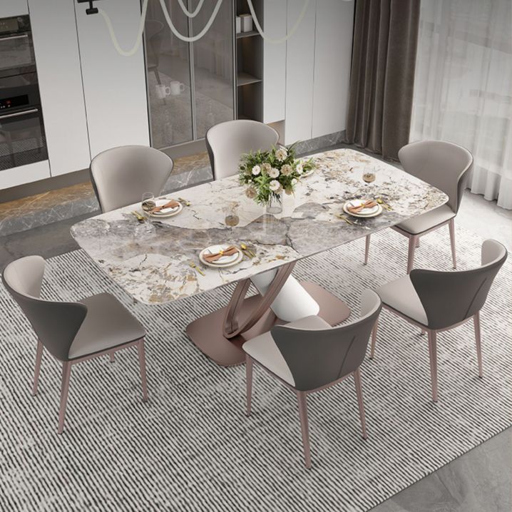 Luxury Sintered Stone Top Dining Set Rectangle 1/2/5/7 Pieces Dining Table with Chairs
