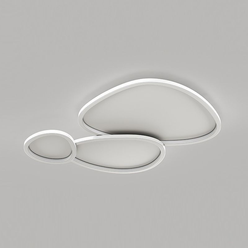 Nordic Flush Mount Metal LED Ceiling Light Fixture in White for Living Room