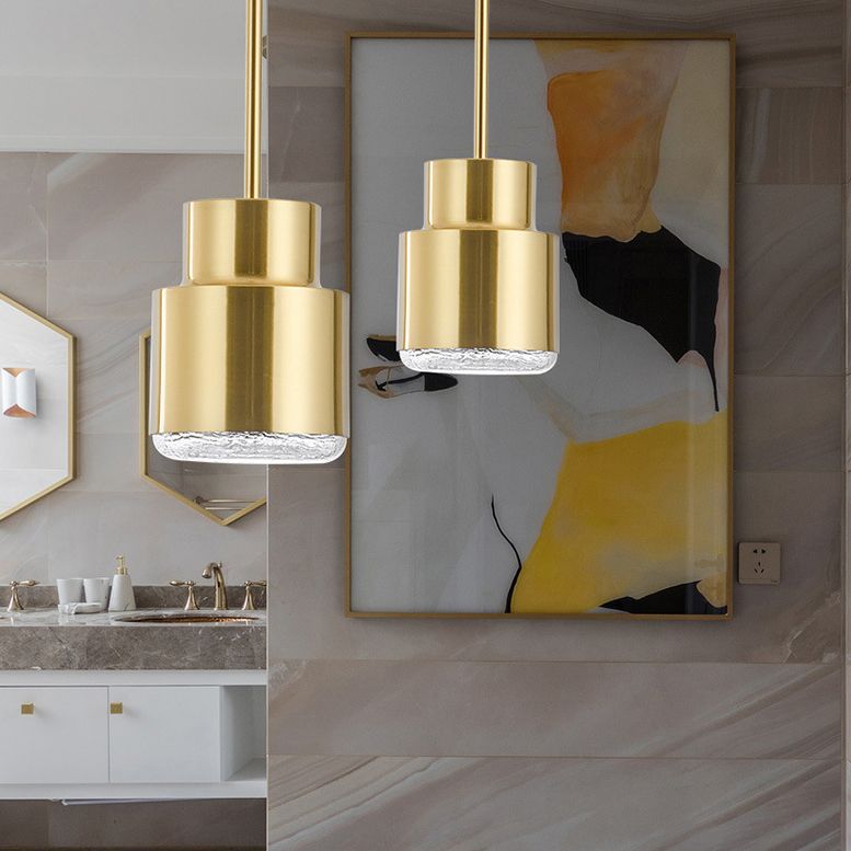 Metalen cilinderhangende verlichtingsarmatuur eenvoudige stijl hanglamp lichtbarmsel in goud