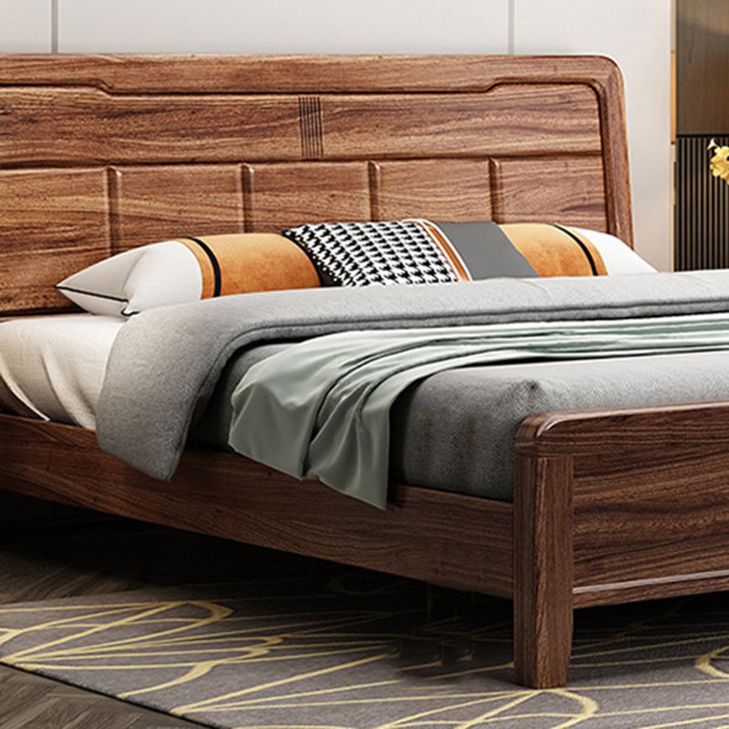 Mid-Century Modern Standard Bed Espresso Bed Frame With Custom Gold Legs