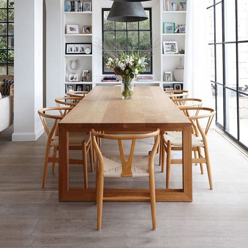 Solid Wood Modern Rectangle Table Pine Wood Top Table with Sled Base