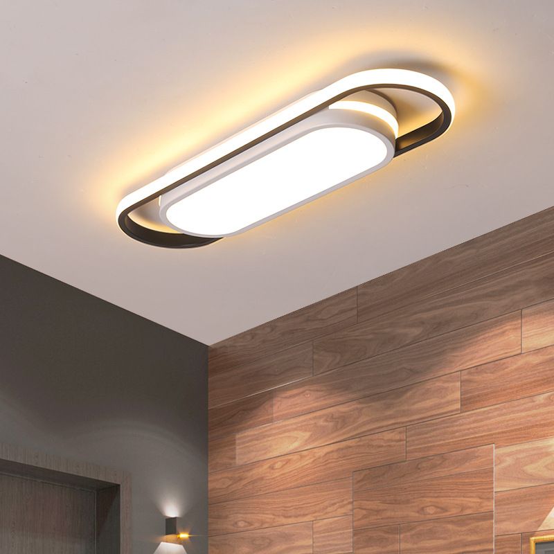 LED Corridor Flushmount Simple Schwarz und Weiß Flush Ceiling Light mit Arc Rectangle Acryl Ton in Weiß/Warm Light, 19 "/23" Breite